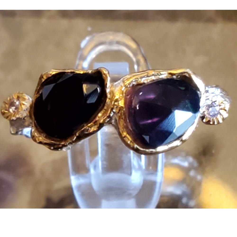 Genuine Ethiopian Black Fire Opal Ring Size 7 - Picture 1 of 9